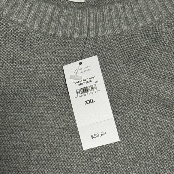 GAP Mens Grey Heather Garter Crewneck Sweater XXL NWT - Picture 2 of 2